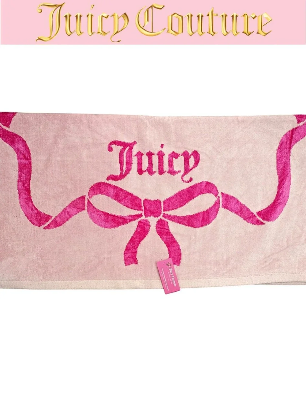 Juicy Couture Home Bow Logo Plush Oversized Cotton Viscose Bath Towel